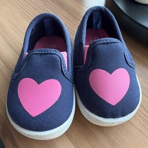 Carter’s | Navy & Pink Heart Slip On Baby Shoes | Size Infant 3